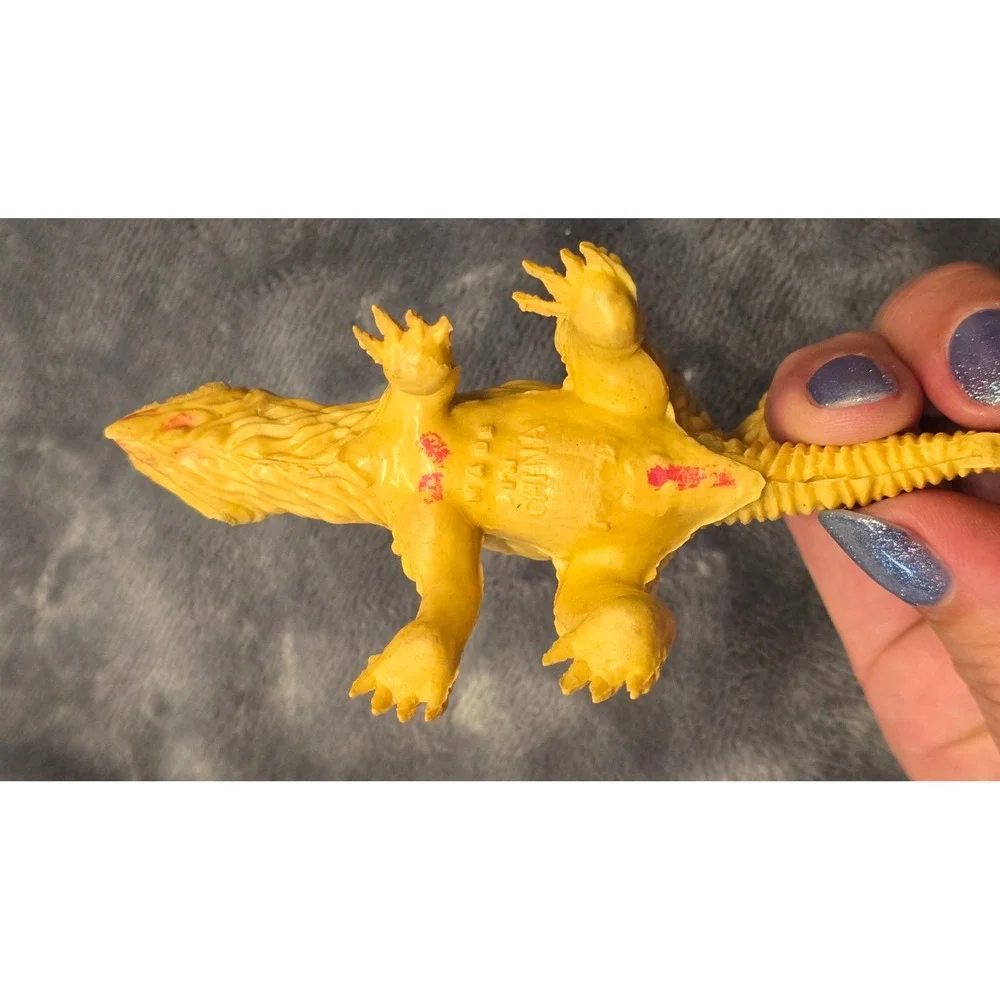 Vintage Orange Stegosaurus Dinosaur Toy Figure Made in China Plastic Monster